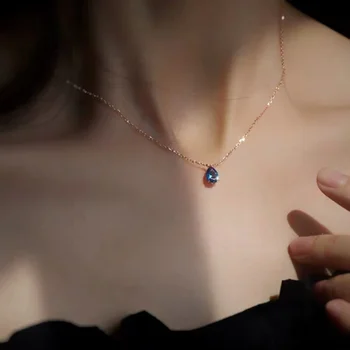 순은 도금 14k 골드 프렌치 물방울 사파이어 목걸이, 절묘하고 다용도