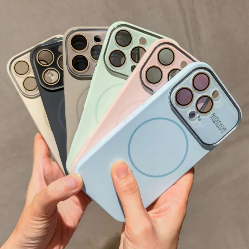 Premium Soft Liquid Silicone Case with MagSafe Charging and Glass Lens Cover