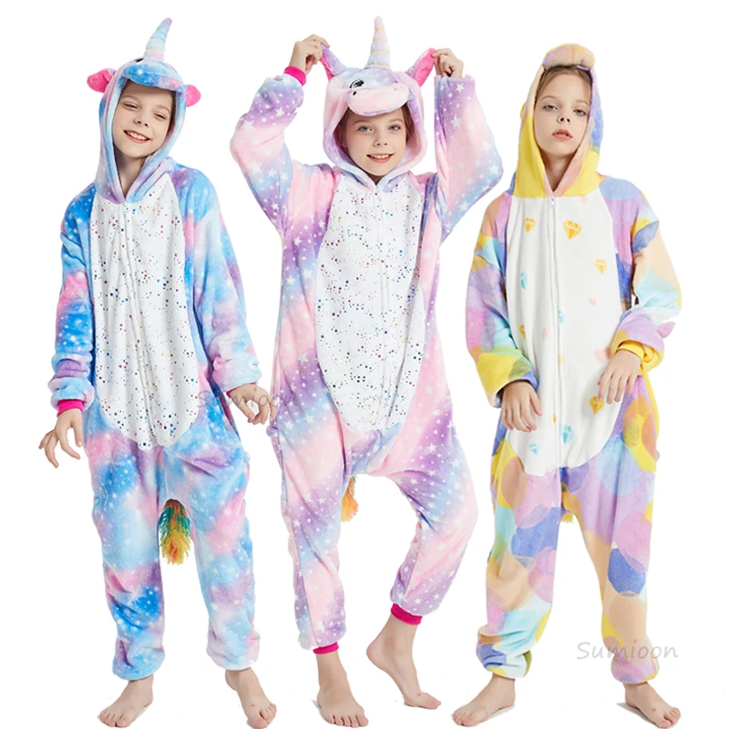 Animal Wolf Lion Licorne Onesie Kids Costume Jumpsuit Kigurumi Pajamas Unicorn for Children Baby Girls Pyjamas Boys Sleepwear