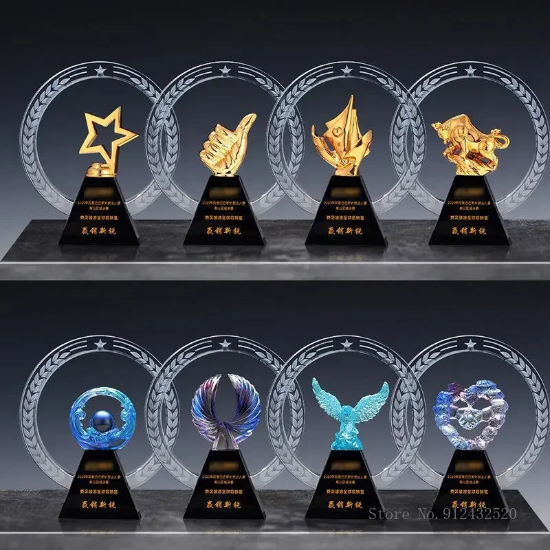 Customized Crystal Trophy, Outstanding Employee Annual Meeting Reward, Competition Commemorative Souvenir, Home Decorations, 1Pc