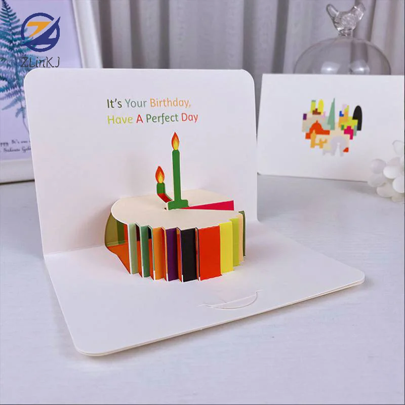 3D Happy Birthday Card Cake Flower Card With Envelope Funny Birthday For Women Men Kid Friends Greeting Cards Gift Party greeting cards