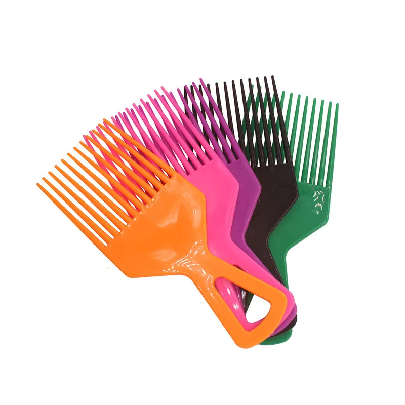 1 Piece Wide Teeth Brush Pick Comb Fork Hairbrush Insert Hair Pick Comb Plastic Gear Comb For Curly Afro Hair Styling Tools 5