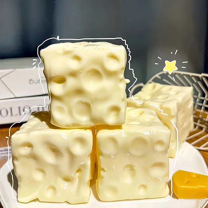 Cheese Cube Stress-Relief Squishy Toy - Soft & Satisfying Sensory Squeeze