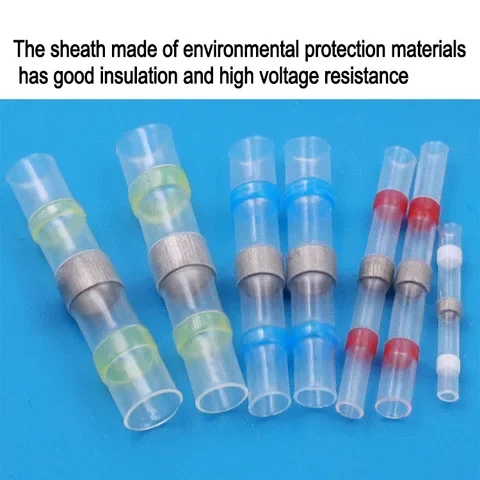

100 Mixed Waterproof Heat Shrink Terminals Solder Sleeve Tube Electrical Wire Insulated Butt Connectors Kit Pcs
