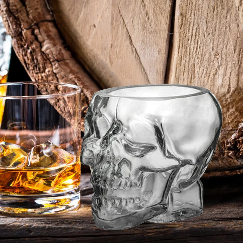 350ML Transparent Skull Head Glass Bottle Novelty Shot Glasses Drinkware Crystal Wine Cup Whisky Beer Spirits Cup Halloween Gift glass cup