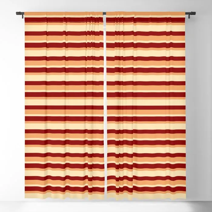 

Crimson, Brown and Beige Stripes Blackout Curtains 3D Print Window Curtains for Bedroom Living Room Decor Window Treatments