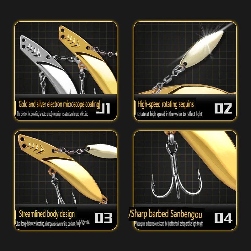 PD fishing gear long shot vib sequins full swim layer iron plate road sub-bait pouting, flying dogs