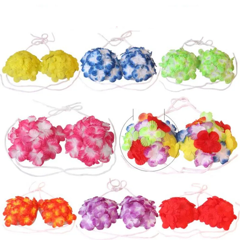 

New Woman Hawaii Flower Lei Bra Hula Dance Floral Vest Kids Adults Dress Decor Party Favor Wedding Birthday Cosplay
