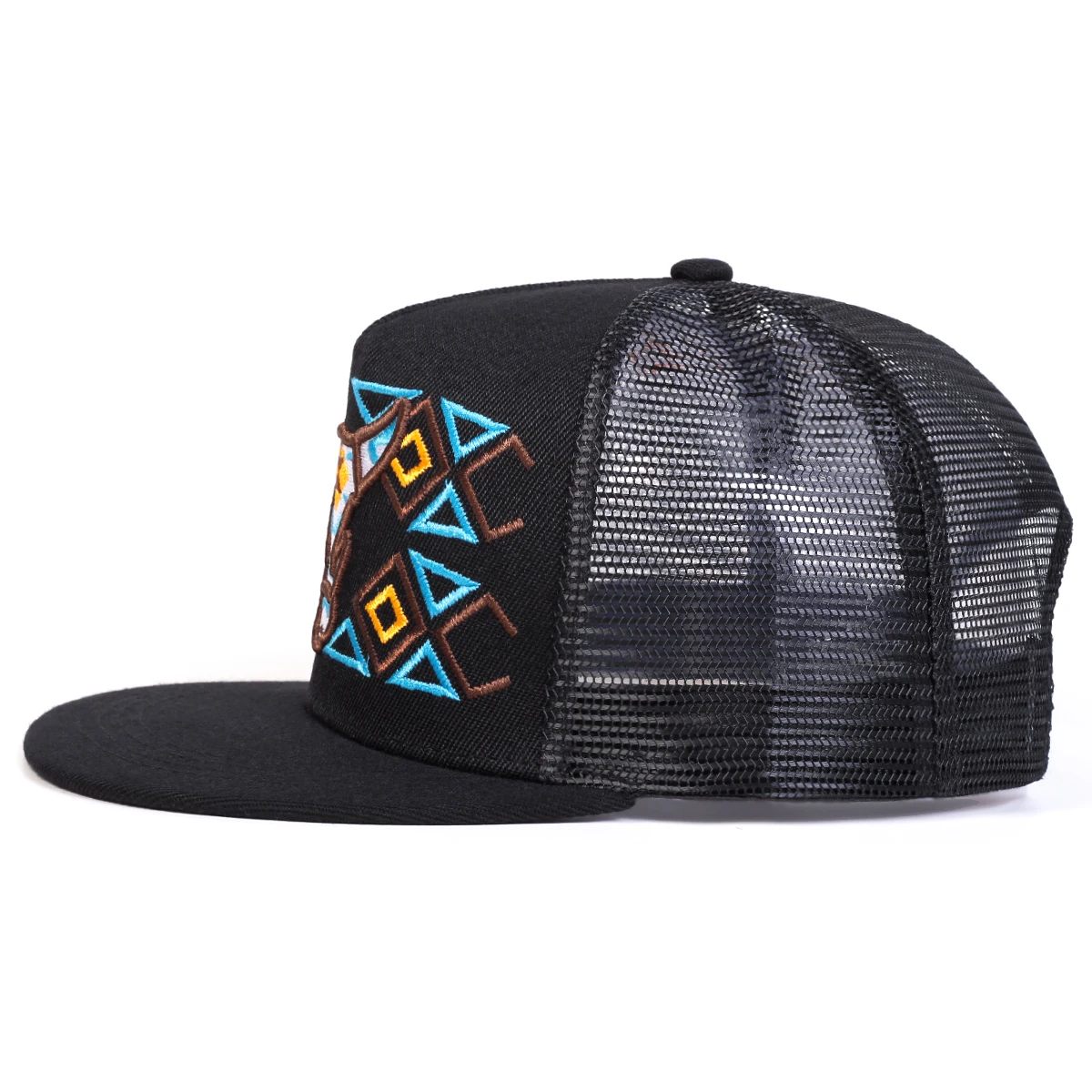 Unisex Hip-Hop-Netzhüte mit Ochsenkopf-Stickerei, für Frühling und Sommer, verstellbare Sport- und Freizeit-Baseballkappen, Sonnenschutzhut – Detail 3