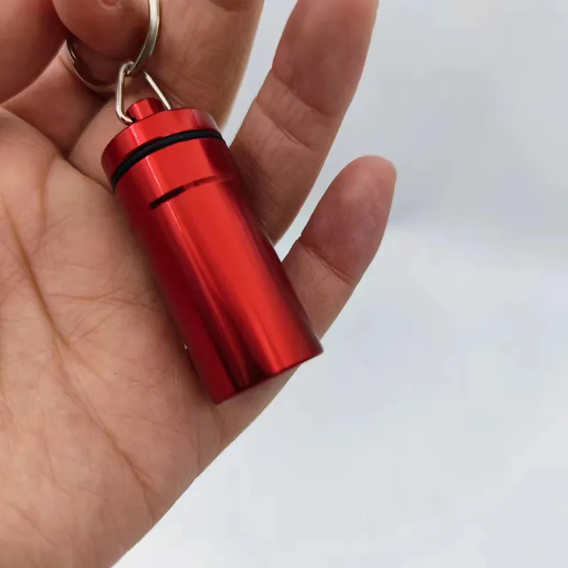 Aluminium Bottle With Telescopic Spoon Water-proof Pill Case Box Stash Jar Sealing Keychain Outdoor Tool Accessories