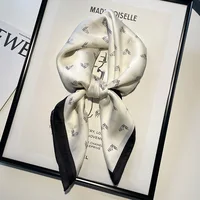 Luxury Brand Silk Square Scarf Women D Letter Hair Tie Band Beach Hijab Kerchief Head Headbands Bandana Female Foulard 70*70cm 2