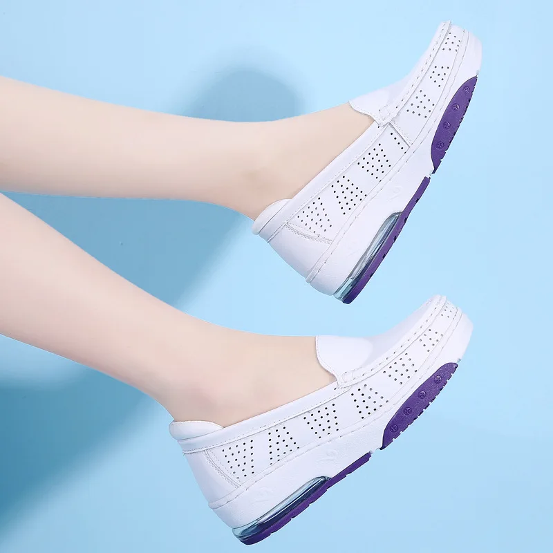 Spring high-qualit  Women Shoes Nurse antiskid comfort Flat Casual Working Shoes Wedge Platform White Shoes soft Female Footwear 5