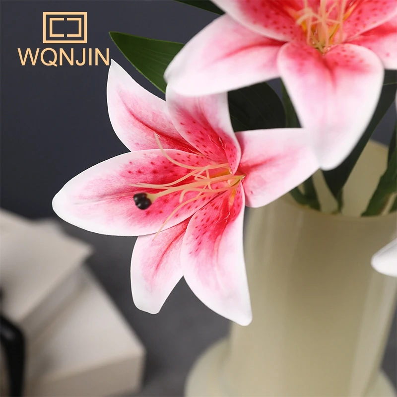 Produktbild von Olrla Künstliche Lilien 60 Cm – 8 Blüten + 4 Knospen, 3D-Druck, Für Deko Zu Hause, Hochzeit, Büro (Champagner)