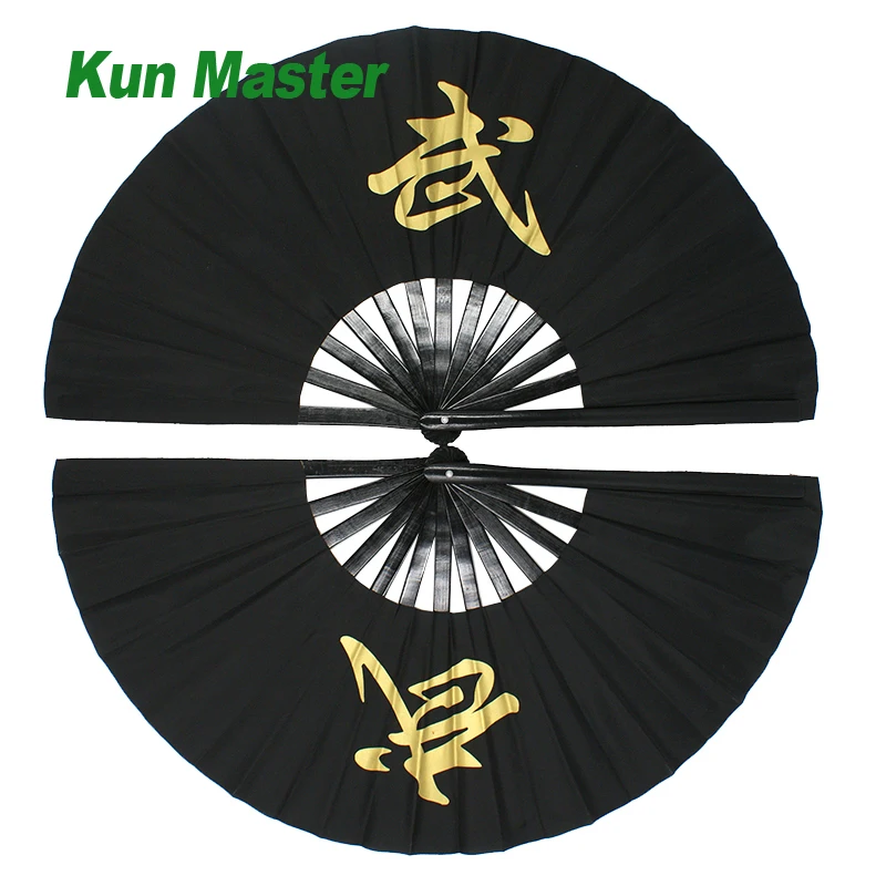 

Веер бамбукового кунг-фу боевой веер, для тренировок по боевым искусствам, веер у Шу, китайское слово «кунг-фу» (черный)