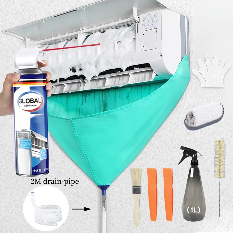 Air Conditioner Cleaning Kit Air Conditioner Cleaning Bag Kit Leak-proof Air Conditioning Cleaning Cover With Drain Water Pipe Full Set Of Tools