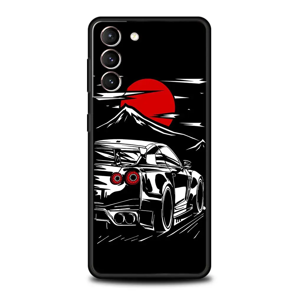 Japanese JDM Sports Car Black Silicone Phone Case