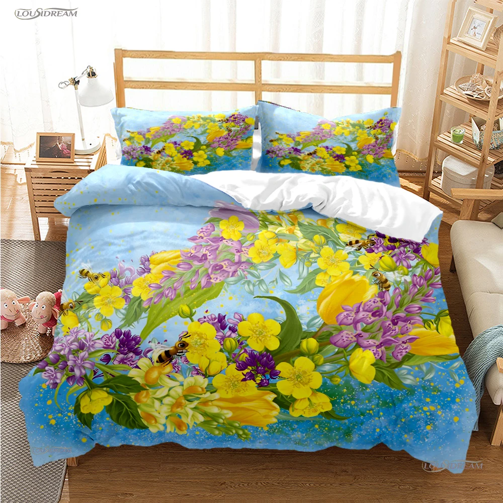 Colorful elegant flower duvet cover comforter bedding sets soft quilt