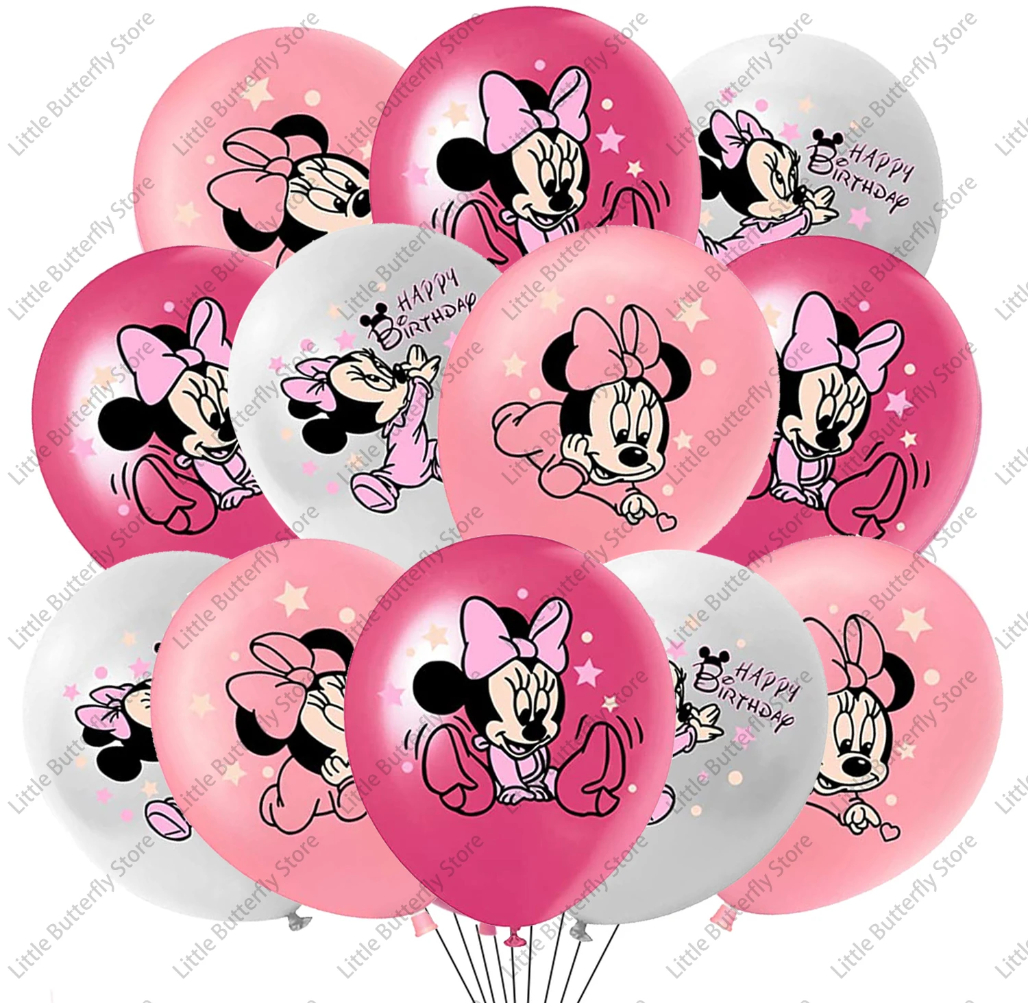 Globos de látex de Minnie Mouse de 12 pulgadas, 10, 20 y 30 unidades, suministros para fiestas, globos de Minnie rosa para decoración de fiestas de cumpleaños