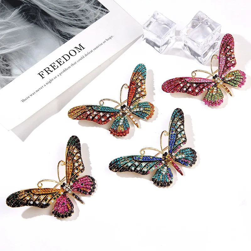 Новый модный простой набор Стразы эмалевая большая брошь в форме бабочки заколка женская одежда заколка аксессуары H1408