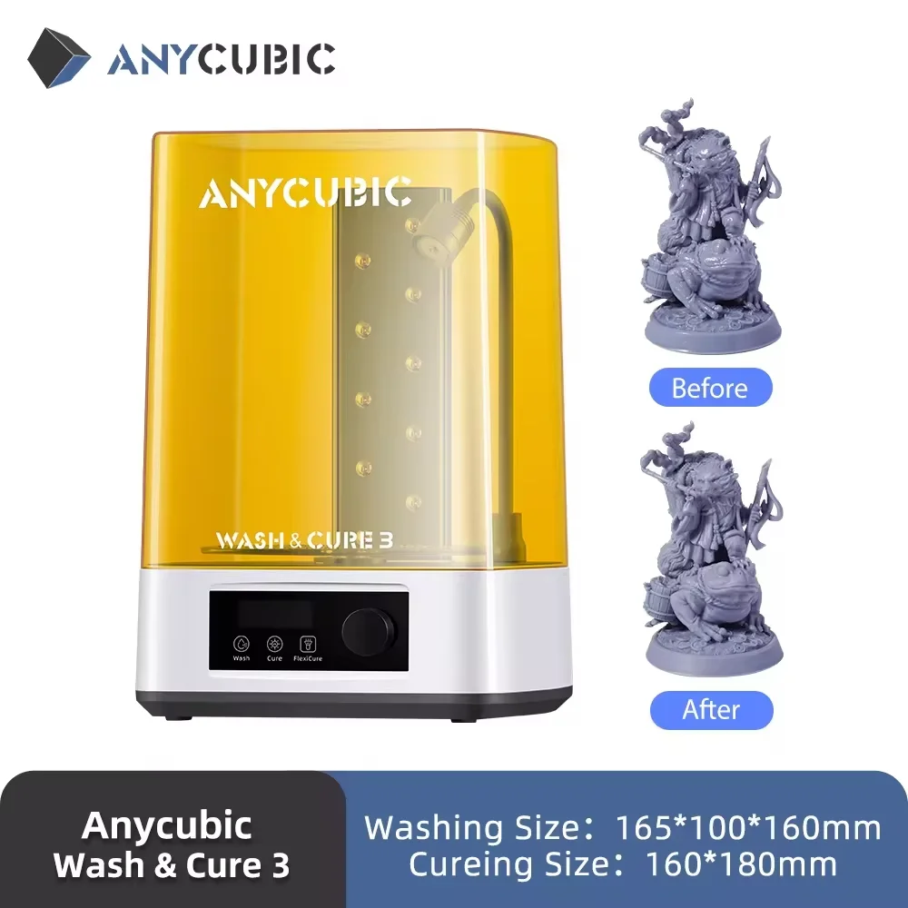 ANYCUBIC Wash & Cure 3 For Photon Mono 4 LCD SLA 3D Printer Models UV Rotary Curing Resin Cleaning Machine 2 in 1