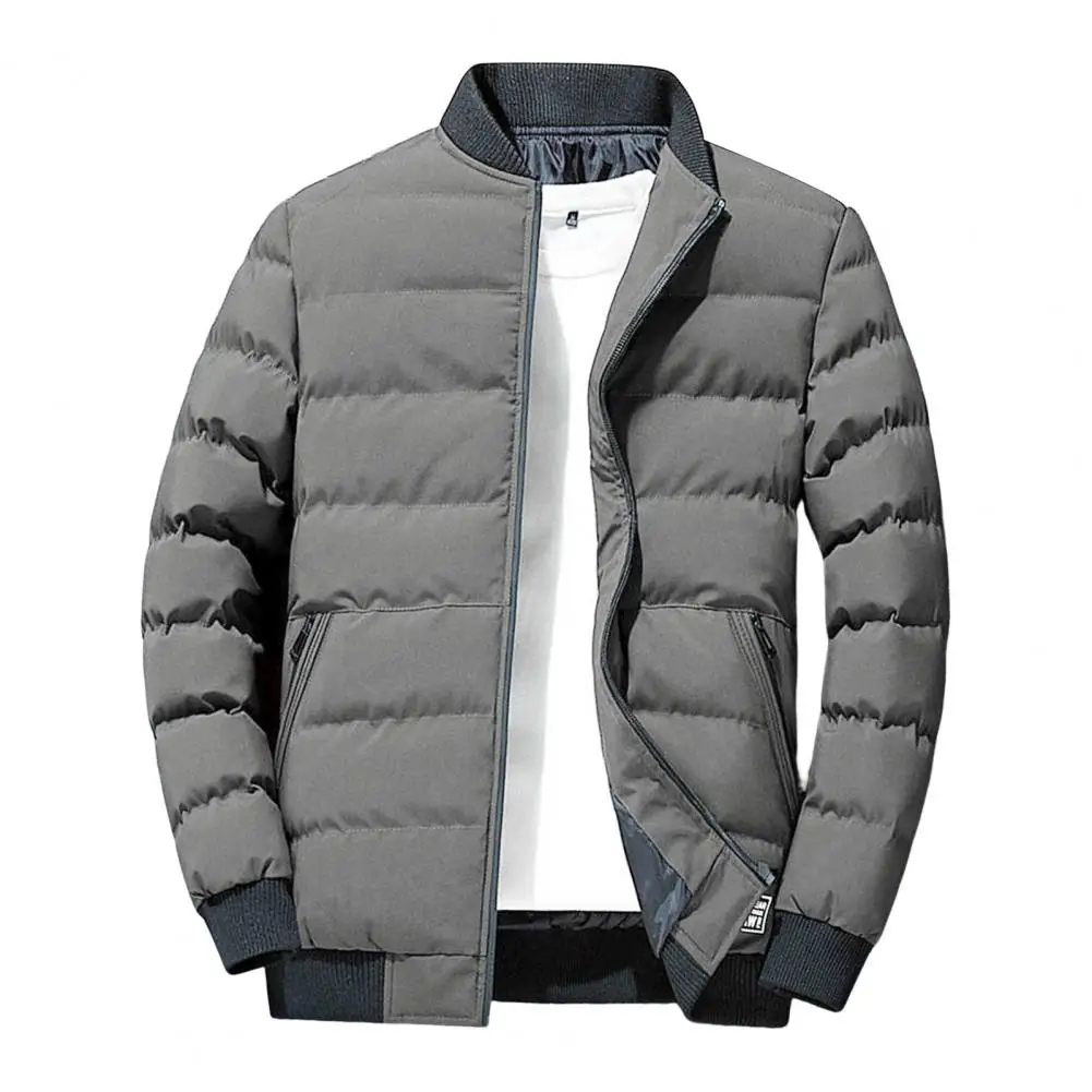 

Stylish Men Overcoat Male Coldproof Pockets Coat Baseball Jacket Cotton Padded Temperament Bomber Jacket Streetwear