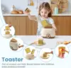 Robud Kids Toy Kitchen Set Wooden Play Kitchen Appliances with Toaster Mixer Blender  kitchen Playset for kids 4-Set 4