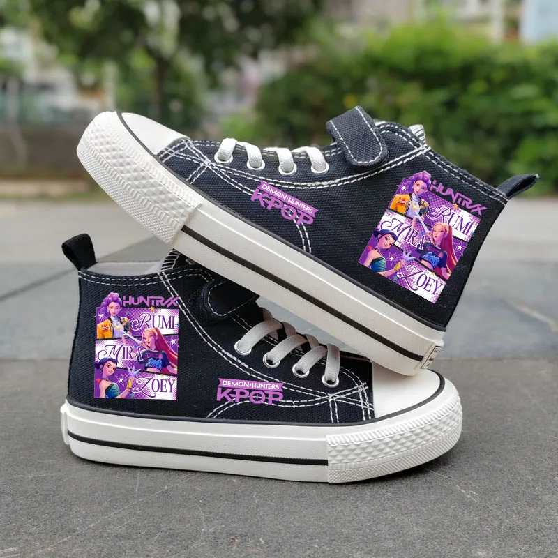 Scarpe da ginnastica per bambini Kpop Demon Hunters, scarpe alte in tela per ragazze, scarpe da studente, scarpe da tennis traspiranti per esterni, scarpe casual. - immagine 5