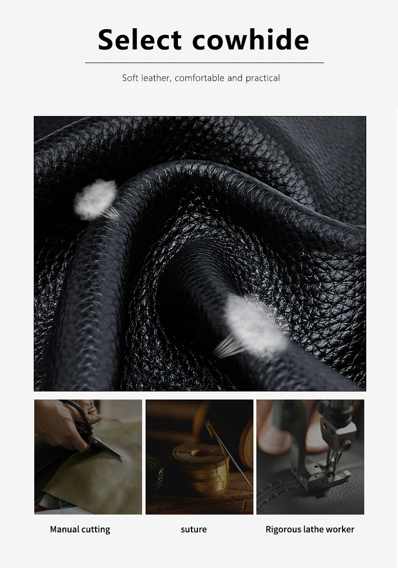 Damentasche aus Leder der obersten Qualität, Lingge-Handtasche, kleine Tasche, breite Leder-Umhängetasche für Damen, schwarze Damentasche, Umhängetasche – Detail 9