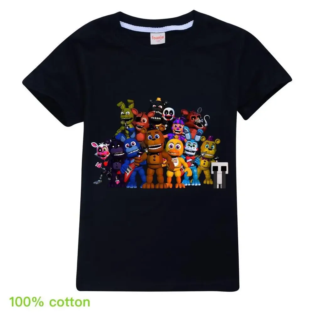 

FNAF Kids T-shirt 2023 Five Night at Freddys Print Cartoon Baby Boys Girls Clothes Summer FNAF Casual Kids Tops Tee Costume