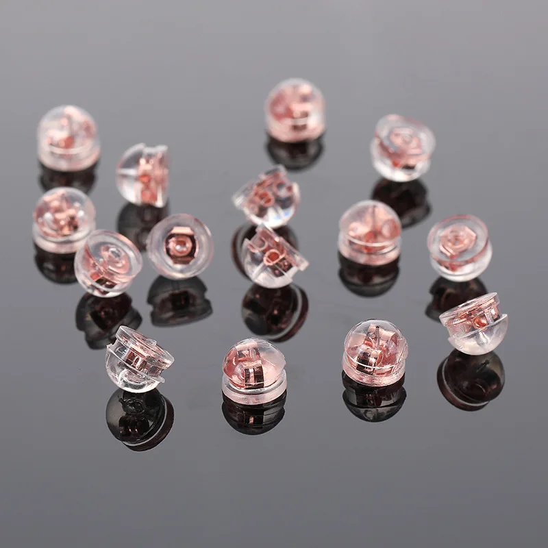 50 Stück 18 Karat Gold-Silikon-Ohrringverschlüsse, sichere Verriegelung für Ohrstecker, hängende Fischhaken, schwere hypoallergene Stopper, Ersatzherstellung – Detail 3