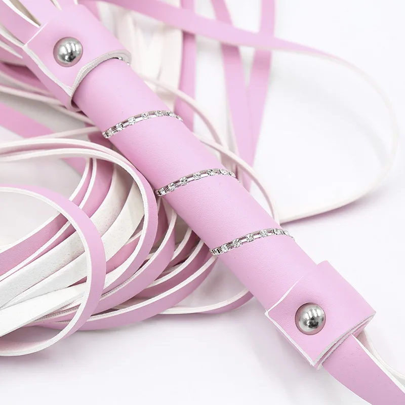 63.5cm Diamond Inlaid Handle Leather Tassels Long Horse Whip Riding Crop Flogger Paddle Slapper Horse Training Dressage Whips 4