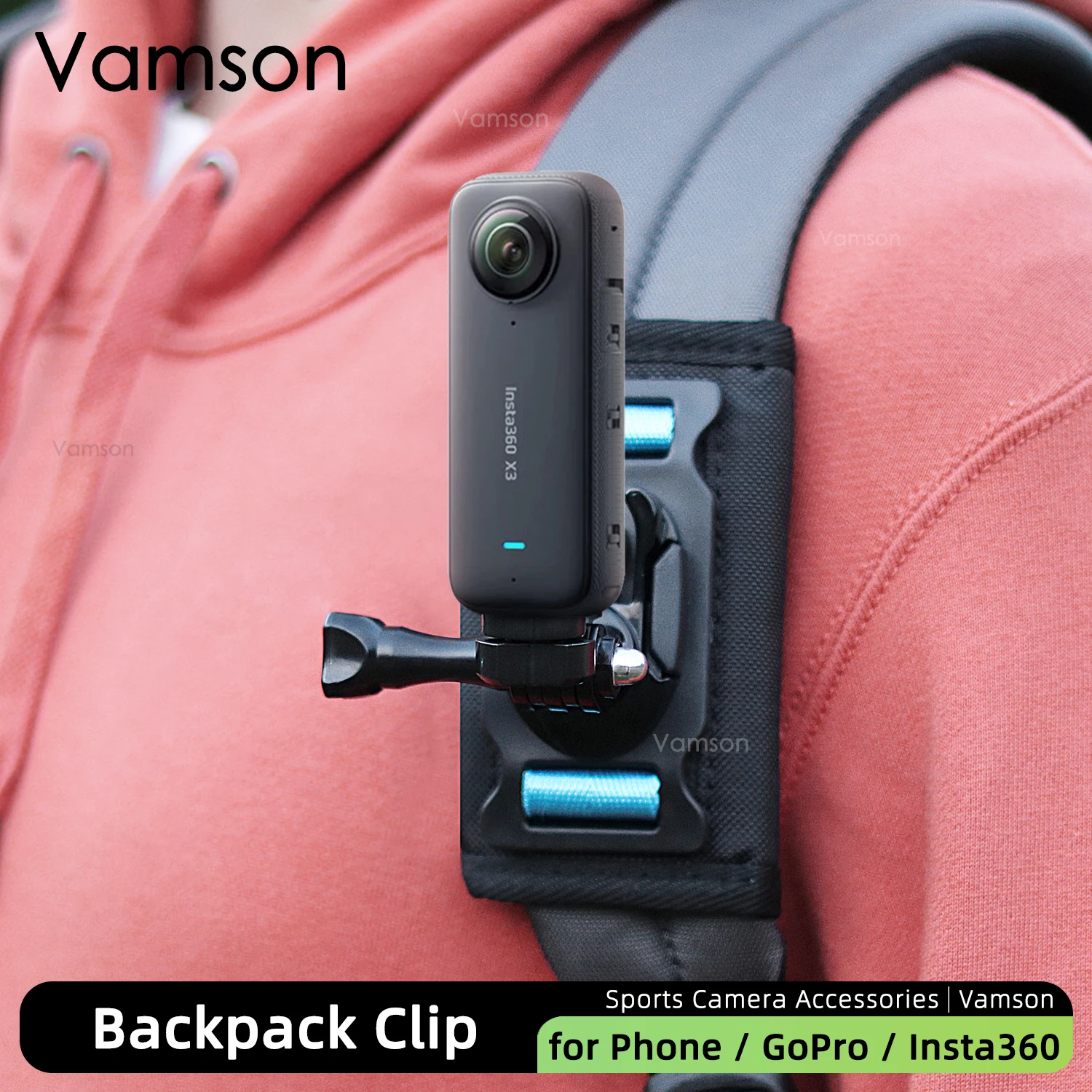 Vamson 360 ° 회전 버클 J 후크 퀵 릴리스 백팩 어깨 스트랩 마운트, G..