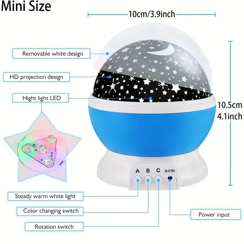 Starry sky lamp galaxy projector rotating LED night light planetarium children bedroom star night lights moon light kids gift