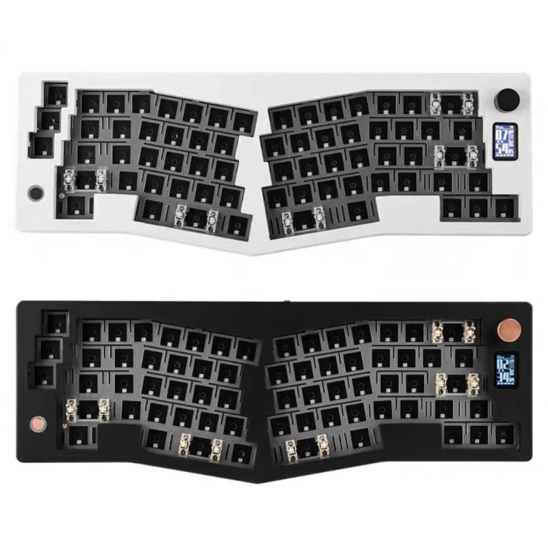 

ABM066 RGB Hot Swappable Keyboard 66 Keys 1 Knob Bluetoothcompatible 5.0/2.4GHz/TypeC Cord Mechanical Gaming Keyboard