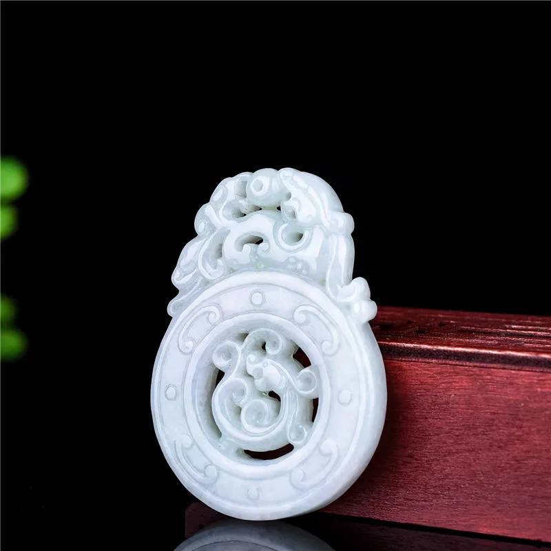

Natural Jade A Cargo Waxy Hollow Antique Dragon Pendant Double Brave and Ambitious Jade Pendant