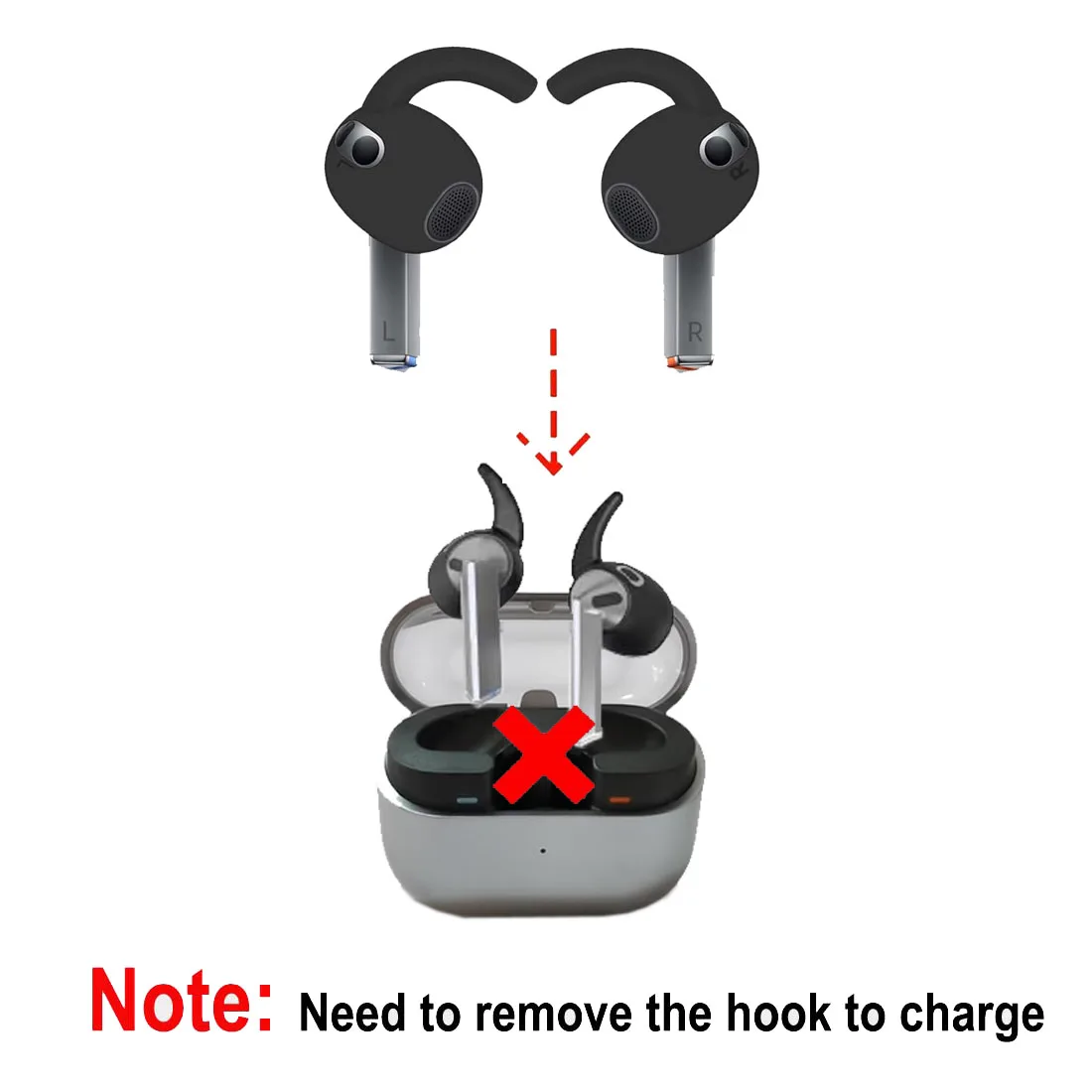 Samsung Galaxy Buds 3 / 3Pro用イヤーフック2ペア、滑り止め