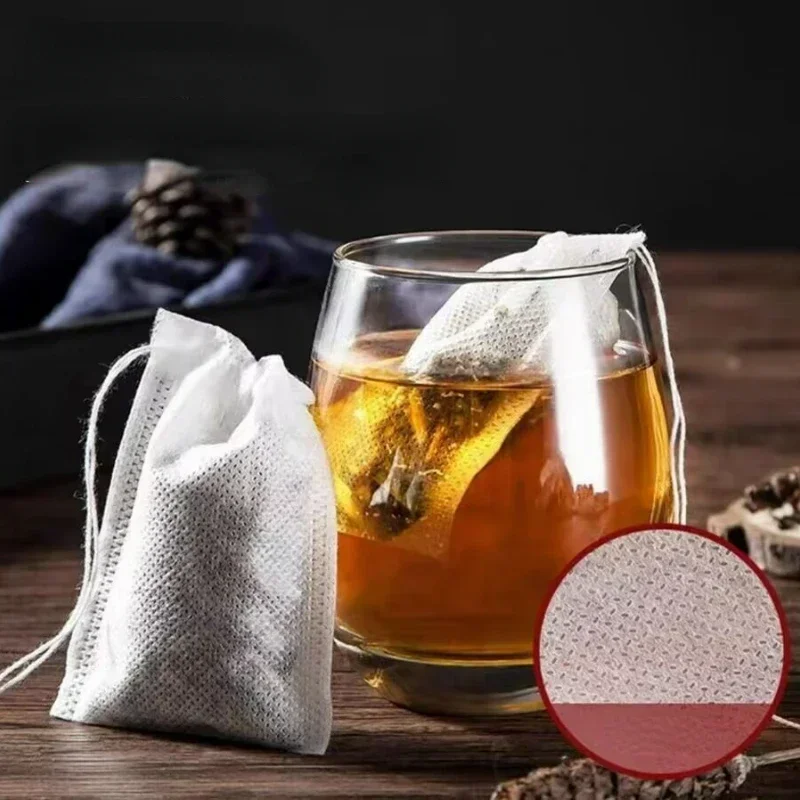 100 Pcs Disposable Tea Bags Filter Bags Tea Infuser String Heal Seal Food Grade Non-woven Fabric