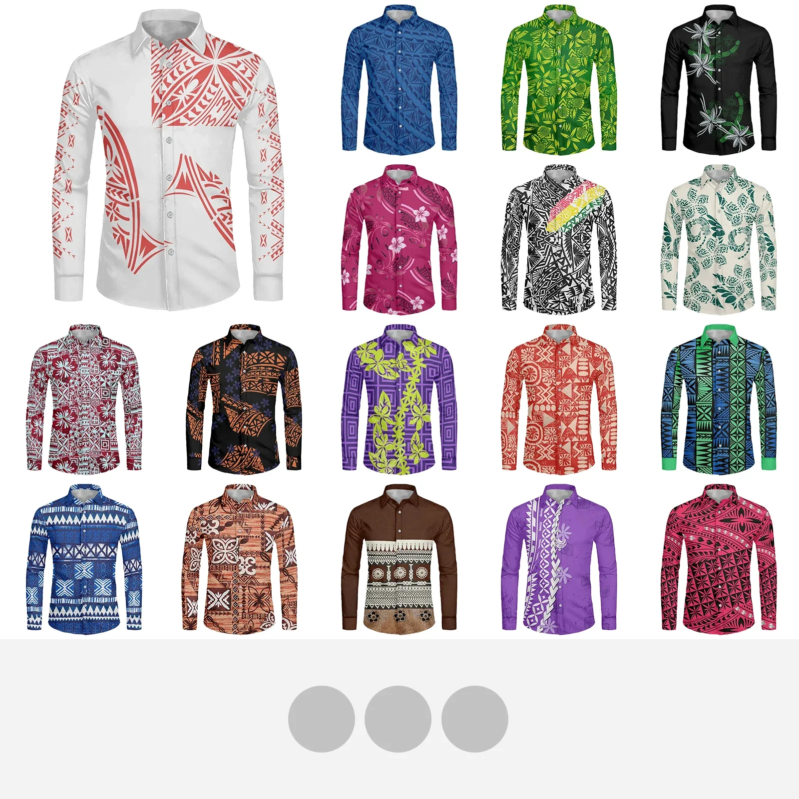 Samoa Long Sleeve Shirt Artsy Style - Mixed Blue LT9