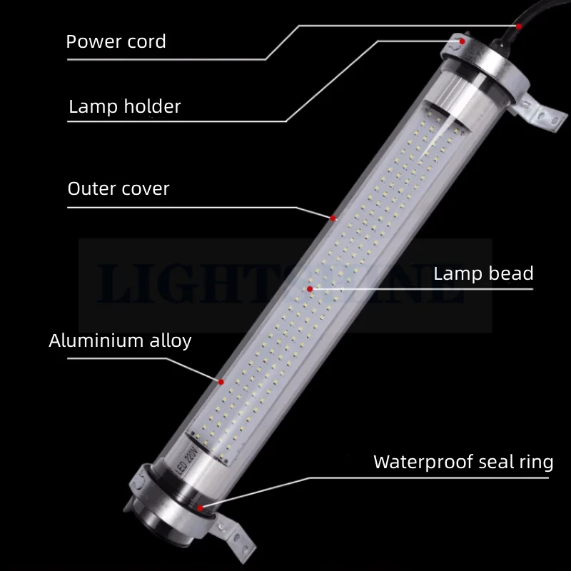 Explosion-proof Waterproof Strip Light CNC Machine Tool Working Lamp LED Lathe Movable shaftIP65 Fluorescent 24V110V220V