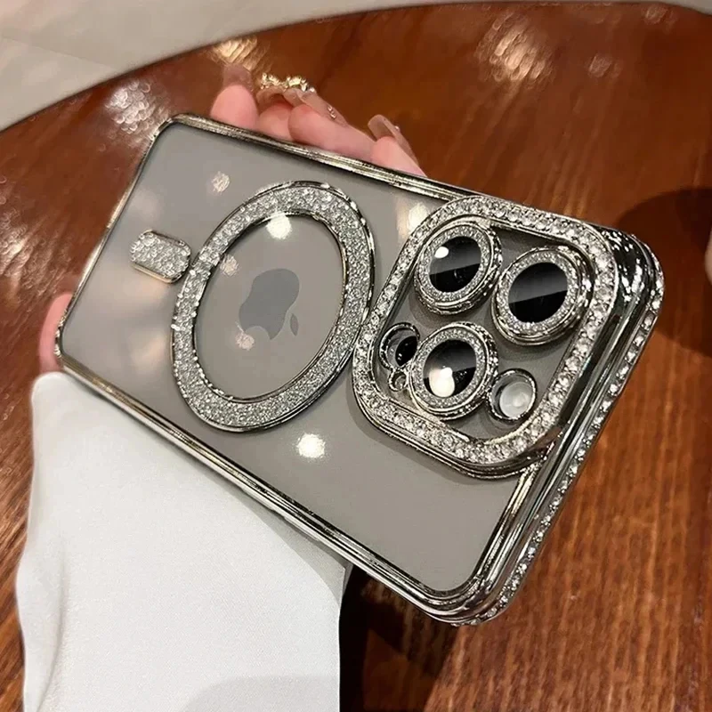 Fashion Glitter Diamond Clear Phone Case For iPhone 15 14 13 12 11 Pro Max 15 Plus Magnetic For Magsafe Wireless Charge Cover phone case iphone case magnetic wireless charging case phone protector cover magnetic case magsafe case ipod cover case
