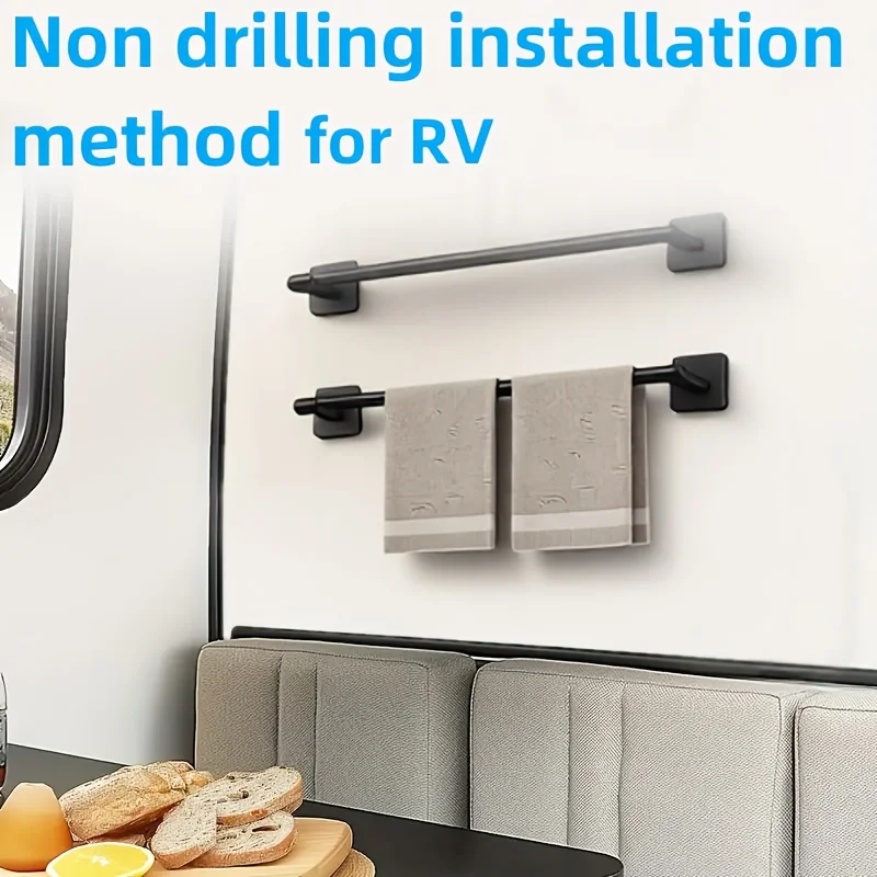 2pc no-drill RV towel racks for wall storage in campers save space