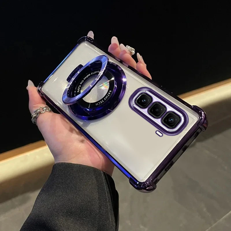 Luxury Plating Stand Shockproof Clear Case - Enhanced Design and Protection