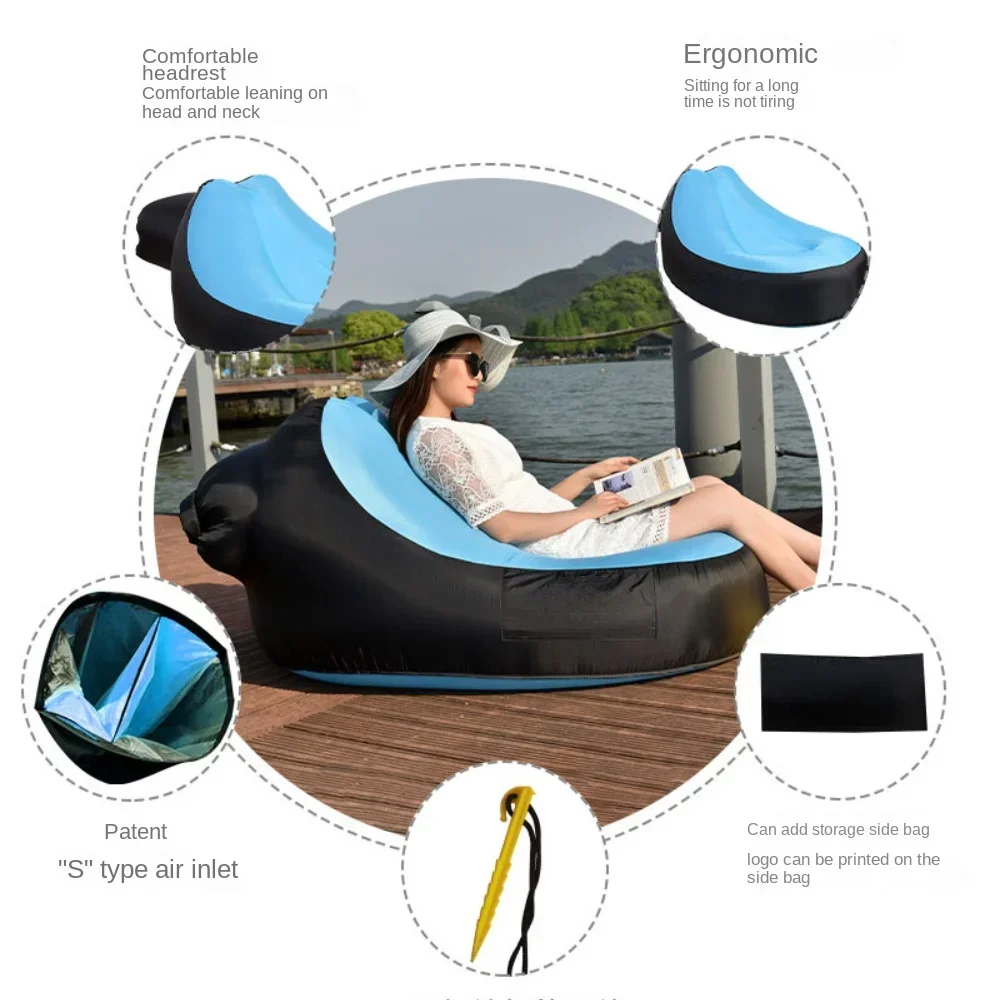 Otautautau lettino gonfiabile portatile divano da campeggio all'aperto comodo Pouf Beanbag giardino spiaggia piscina Chaise Lounge sedia reclinabile SF112 - immagine 6