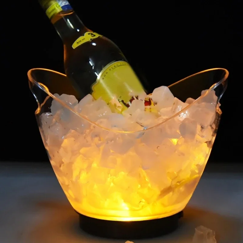 4LWaterproof LED Ice Bucket Nightclub Bar Party Champagne Wine Bucket 6 Color Transparent Light Wine Barrel
