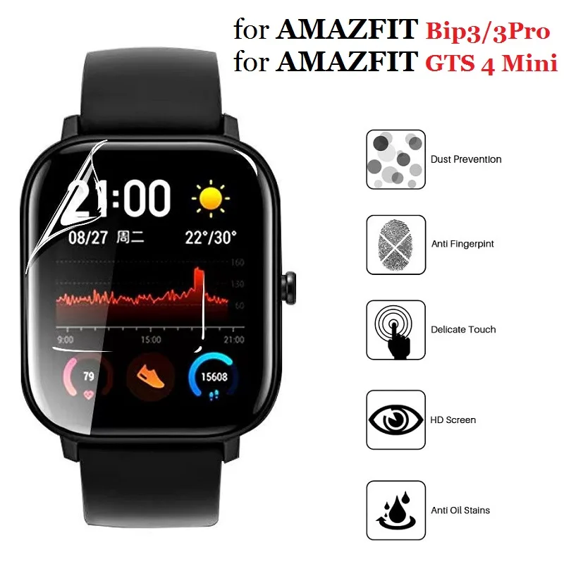 

10PCS TPU Hydrogel Screen Protector for Amazfit GTS 4 Mini Smart Watch HD Clear Soft Protective Film for Amazfit BIP 3 Pro Bip3