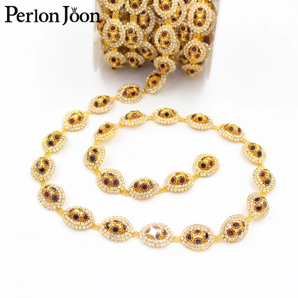 Neue Gold Kristall Band Bunte Applique Strass Trim Kette für Frauen Schuhe Taschen Kleidung Dekoration Zubehör ML183-193 – Detail 40