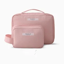 Water-resistant Portable Travel Makeup and Skincare Organizer with Large Capacity (Pink two-piece set)
