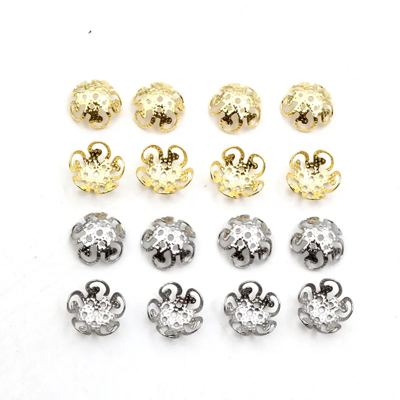 50 Stück Edelstahl Perlen Kappen Blumen form Spacer Perlen End kappen DIY Schmuck Herstellung Ergebnisse für Halsketten Armband Zubehör