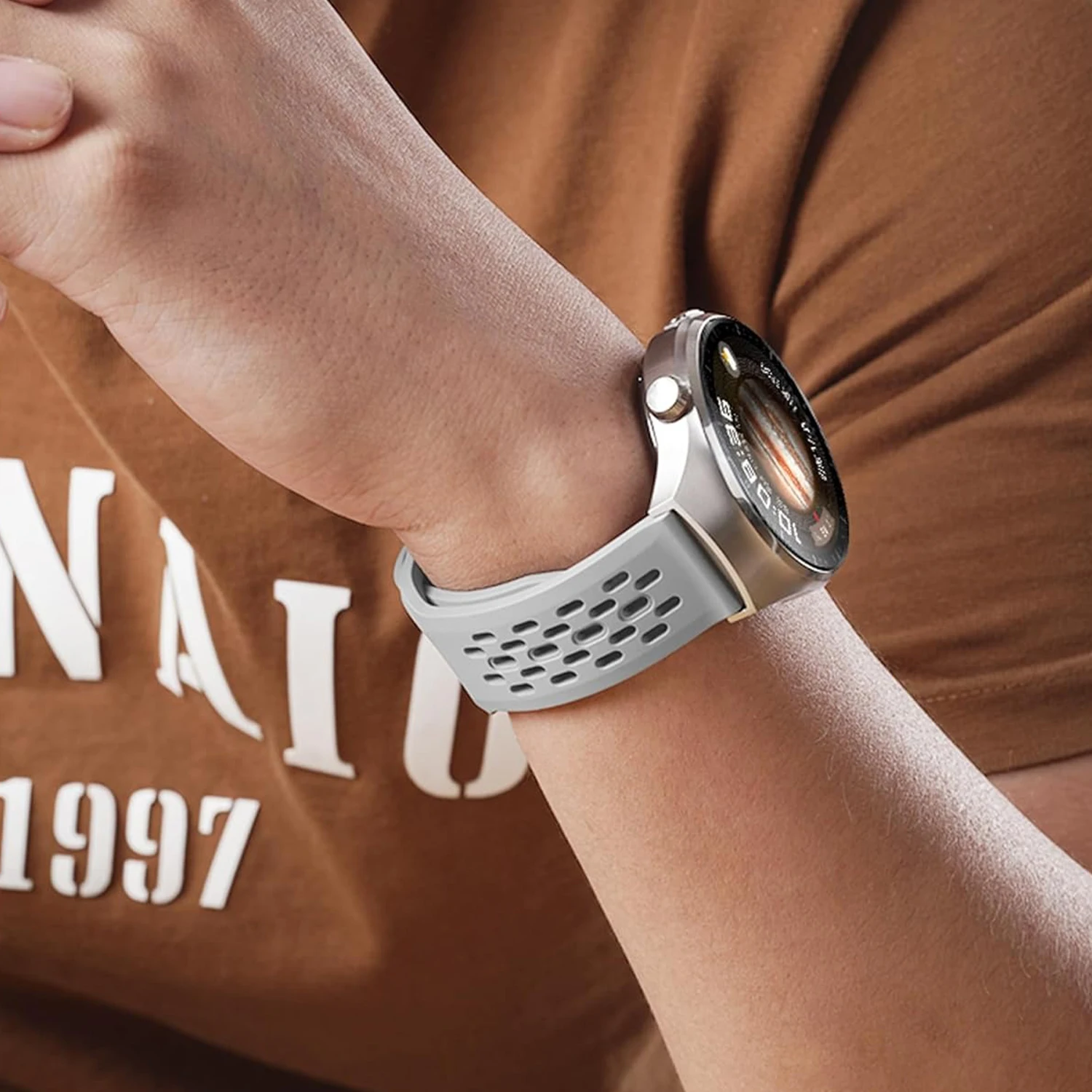 Versatile 20mm/22mm Silicone Smartwatch Strap