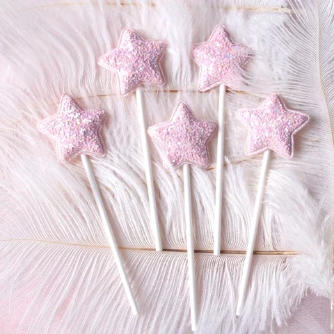 

10Pcs Happy Birthday Cake Decoration Love Crown Stars Cupcake Decoration Wedding Children Birthday Party Supplies